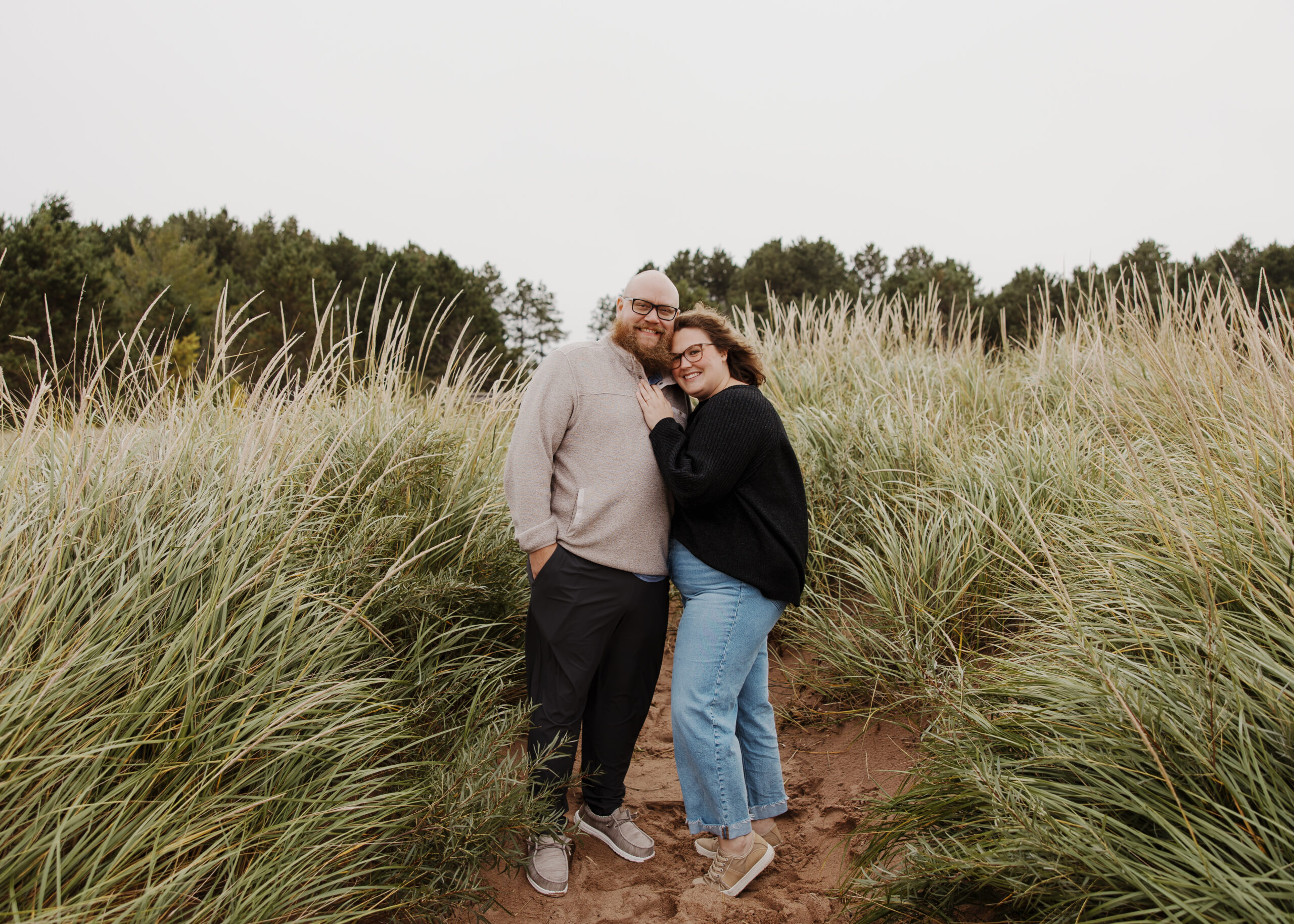 engagement photo session at Wisconsin Point in Superior, Wisconsin on the shore of Lake Superior
