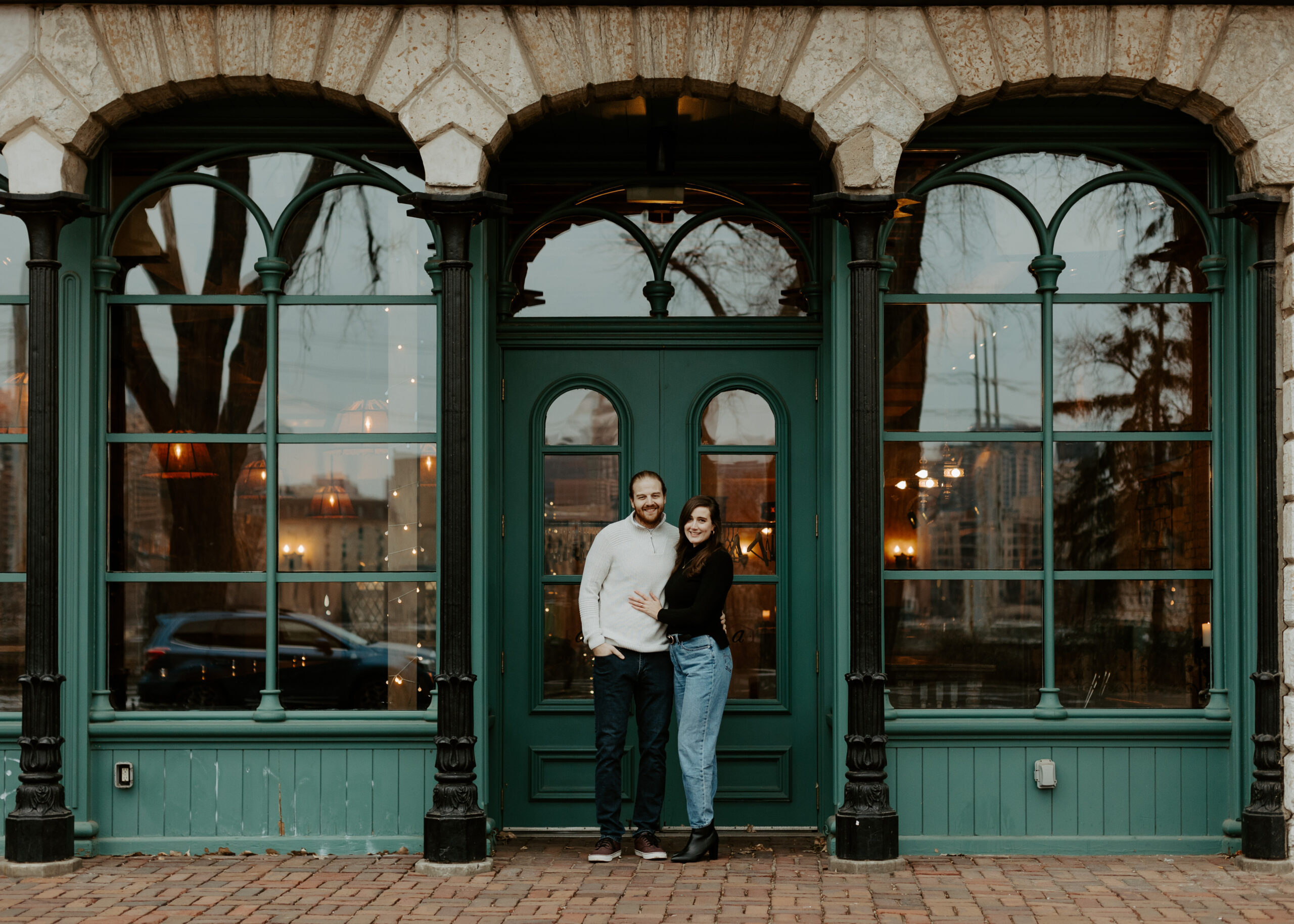engagement session at St. Anthony Main in Minneapolis, Minnesota